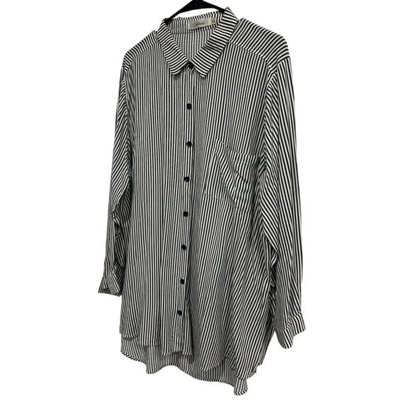 Solitaire Womens Stripe Button-Down Oversized Shirt Sz 1X - Picture 3 of 9